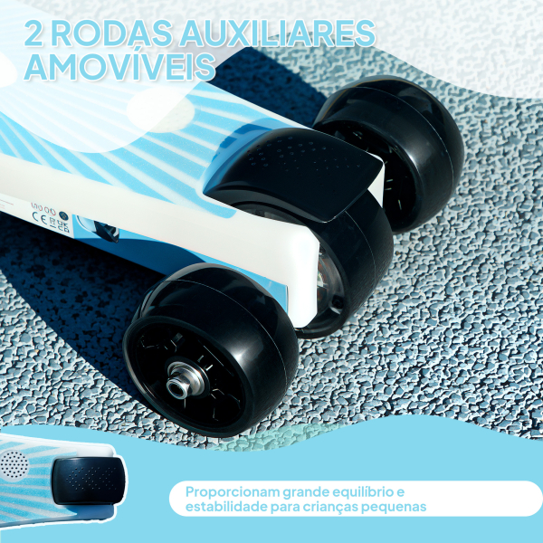 AIYAPLAY Trotinete Elétrica para Crianças Máx. 6 km/h Motor 80 W Autonomia Máxima 8 km com Luzes LED Travão Traseiro Azul Claro - Image 4