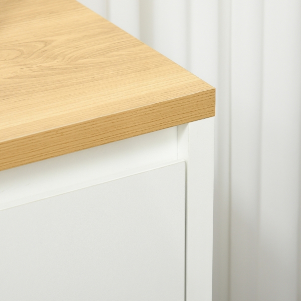HOMCOM Aparador de Sala de Estar Armário de Armazenamento com 3 Portas e Prateleiras Ajustáveis 120x37x75 cm Branco e Madeira - Image 8