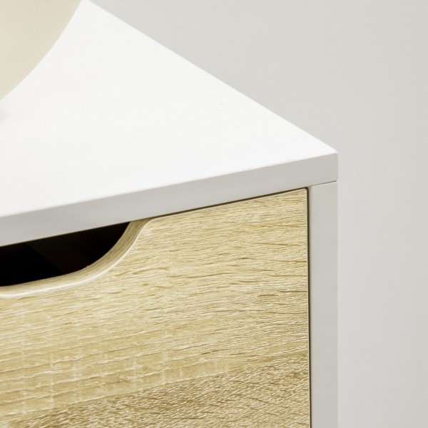 HOMCOM Cómoda com 5 Gavetas e Pés Elevados Cómoda para Dormitório Estilo Moderno Anti-Tombo 60x40x77,5cm Madeira e Branco - Image 8