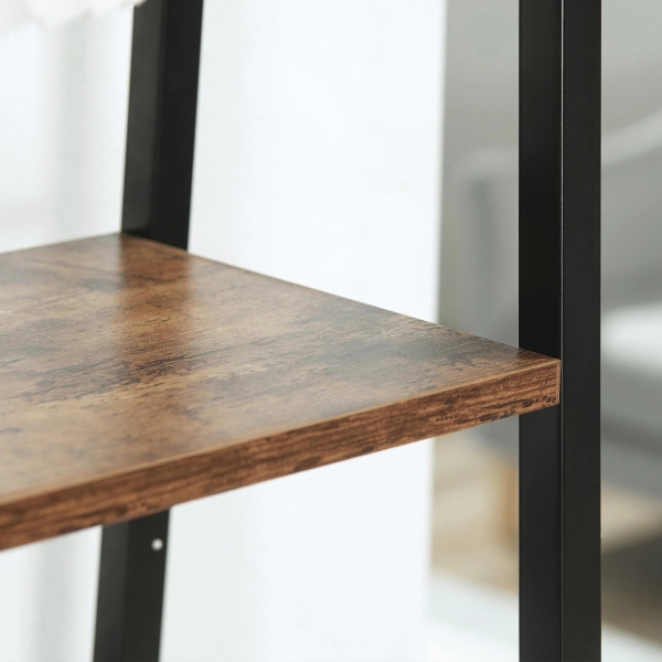 HOMCOM Estante de Estilo Industrial em Forma de Escada com 5 Prateleiras com Estrutura de Metal para Sala de Estar Dormitório Cozinha Escritório 56x34x160cm Marrom Rústico - Image 7