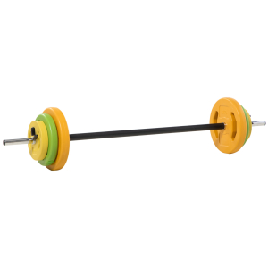 HOMCOM Conjunto de Barra de Pesos Conjunto de Musculação com 6 Discos 1,5kg 2,5kg 5 kg Intercambiáveis 130x28x28 cm Multicor