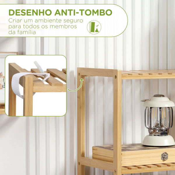 HOMCOM Estante de Bambu de 4 Níveis Estante Moderna de Armazenamento Anti-Tombo 60x26x130cm Madeira - Image 6