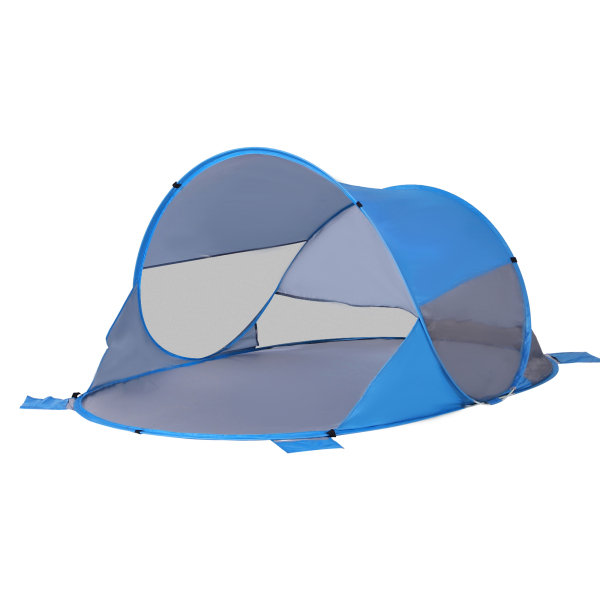 Outsunny Tenda de Praia Dobrável Pop-Up para 1-2 Pessoas com 1 Porta 2 Janelas e Bolsa de Transporte 200x120x90 cm Azul