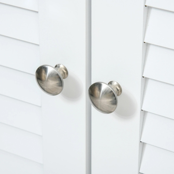 HOMCOM Aparador de 2 Portas Desenho de Persiana com Prateleira Ajustável Armário Auxiliar de Armazenamento Moderno para Sala de Estar Dormitório 80x30x78,5cm Branco - Image 9