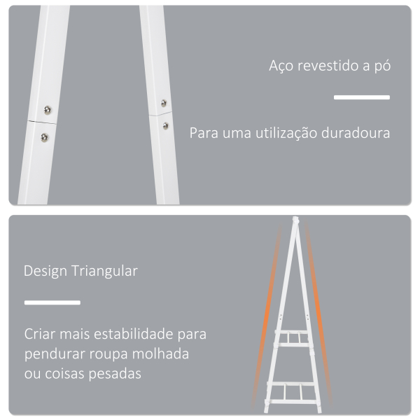 HOMCOM Suporte para Cabide Dobrável com 2 Prateleiras e  1 Barra para Pendurar Roupas para Sala Quarto Entrada 107,5x45x150 cm - Image 7