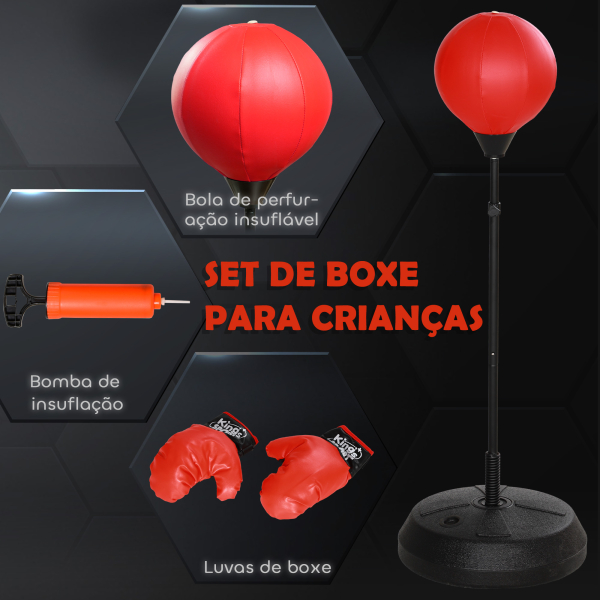 AIYAPLAY Punching Ball para Crianças Kit de Boxe para Crianças com Luvas de Boxe Altura Ajustável 122,5-147 cm e Base Preenchível Vermelho - Image 5