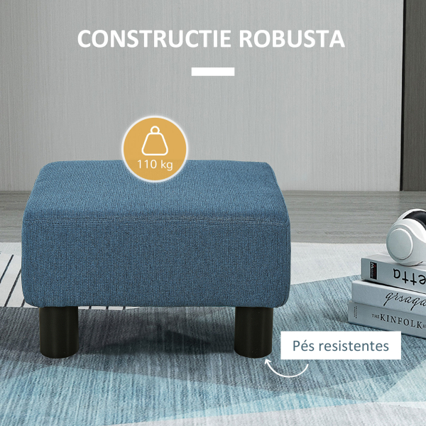 HOMCOM Apoio para os Pés de Sala de Estar Banco Retangular com Estrutura de Madeira para Sala de Estar 40x30x24 cm  Azul Escuro - Image 5