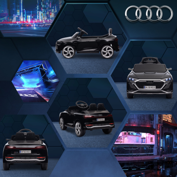 AIYAPLAY Carro Elétrico para Crianças Carro Audi Q8 Etron Sportback Infantil 12V Faróis Buzina e Música 98x49,5x43 cm Preto - Image 9
