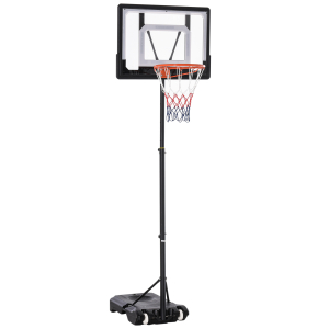 HOMCOM Tabela de Basquetebol para Exterior com Altura Ajustável  206-260 cm Rodas e Base Recarregável Preto