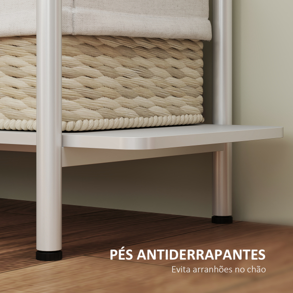 HOMCOM Estante de 4 Níveis Estante para Livros com Painel Perfurado e Estrutura Metálica 100x35x160,5 cm Branco - Image 7