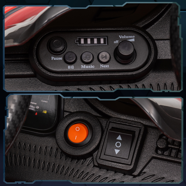 AIYAPLAY Carro Elétrico para Crianças Maserati Gran Turismo Folgore 12V Controlo Remoto Faróis Buzina e Música MP3 98x59x43 cm Vermelho - Image 9