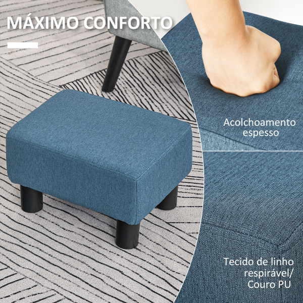 HOMCOM Apoio para os Pés de Sala de Estar Banco Retangular com Estrutura de Madeira para Sala de Estar 40x30x24 cm  Azul Escuro - Image 4
