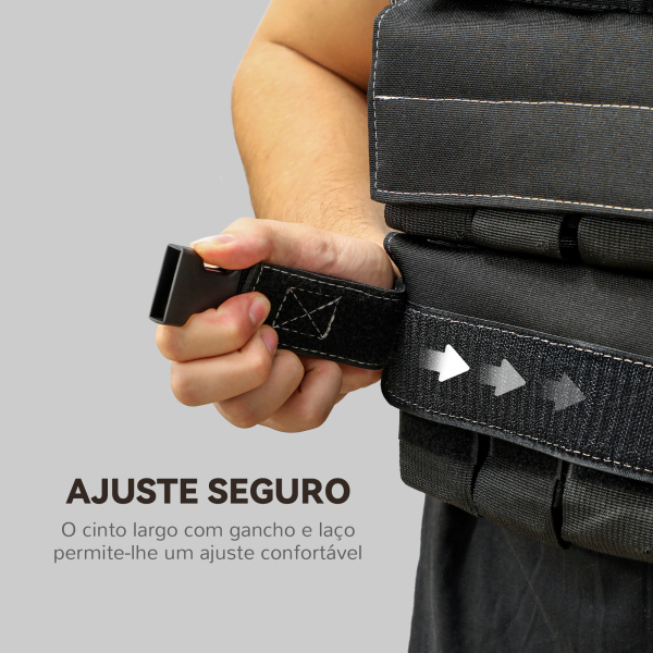 SPORTNOW Colete de Pesos 20 kg Colete de Musculação Ajustável com Bandas Reflectoras Colete de Cross Training  Preto - Image 5