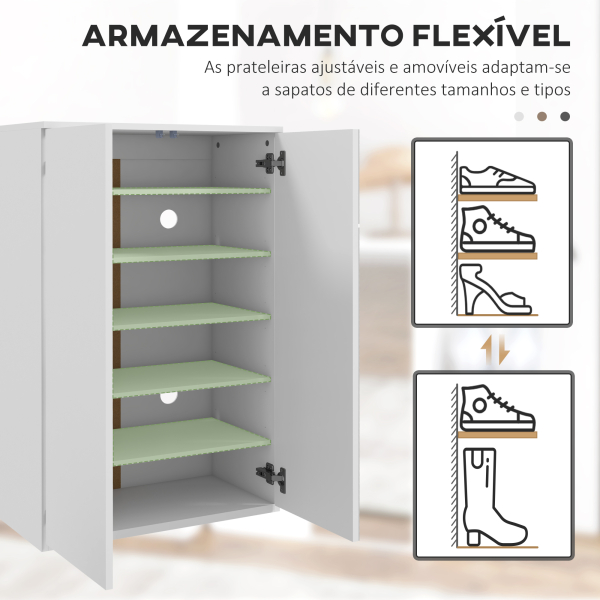 HOMCOM Sapateira com Espelho Móvel Sapateira para 18 Pares de Sapatos com Prateleiras Ajustáveis 60x32x95 cm Branco - Image 6