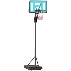 SPORTNOW Tabela de Basquetebol Ajustável de 146-236 cm Portátil com Rodas e Base Preenchível com Água ou Areia 71x45x146-236 cm Preto
