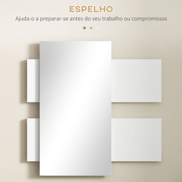 HOMCOM Conjunto de Móveis de Entrada com Espelho e Gaveta Móvel de Entrada Suspenso Estilo Moderno 75x3,5x75 cm e 75x30,5x20 cm Branco e Cinza - Image 5