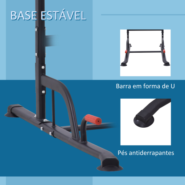 HOMCOM Torre de Exercícios Estação Multifuncional Altura Ajustável com 7 Orifícios para Treinamento Fitness para Casa Academia Escritório Carga Máxima 120kg 123x98x189-239cm Preto e Vermelho - Image 7