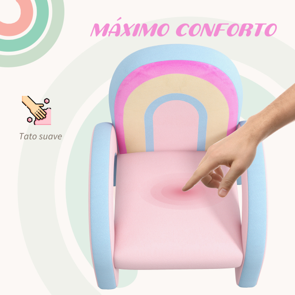 ZONEKIZ Poltrona para Crianças Pequenas em Forma de Arco Íris para Crianças de 1,5 a 5 Anos para Dormitório Sala de Estar kg 43x41x51 cm Rosa - Image 5