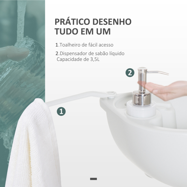 Outsunny Lavatório Portátil para Campismo com Depósito de Recuperação de Água e Dispensador de Sabão 83x50x103 cm Cinza Claro - Image 5