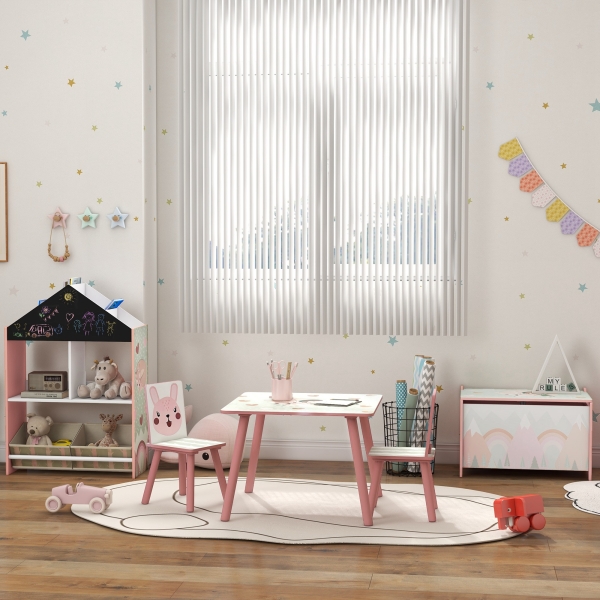 ZONEKIZ Estante para Brinquedos Organizador Infantil com Prateleiras Abertas e 2 Caixas de Tecido não Tecido Amovíveis 62,4x26,5x90 cm Rosa - Image 8