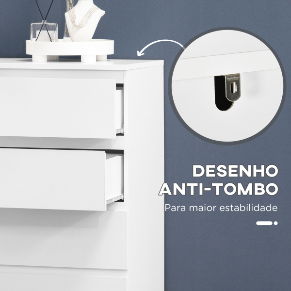 HOMCOM Cómoda Moderna com 6 Gavetas Cómoda de Madeira para Dormitório Entrada Sala de Estar 80x39x115cm Branco - Image 6