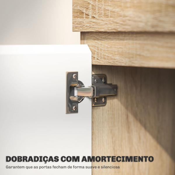 HOMCOM Móvel de TV com 2 Portas Prateleira Aberta Móvel de TV Televisóres de 60 Polegadas 140x40x48 cm Branco e Madeira - Image 6