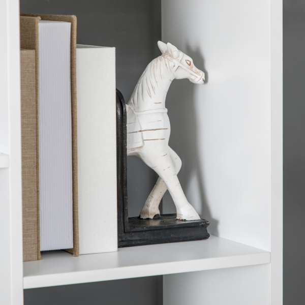 HOMCOM Estante de Madeira Estante para Livros com 1 Gaveta e 9 Compartimentos de Armazenamento 60x26x158cm Branco - Image 9