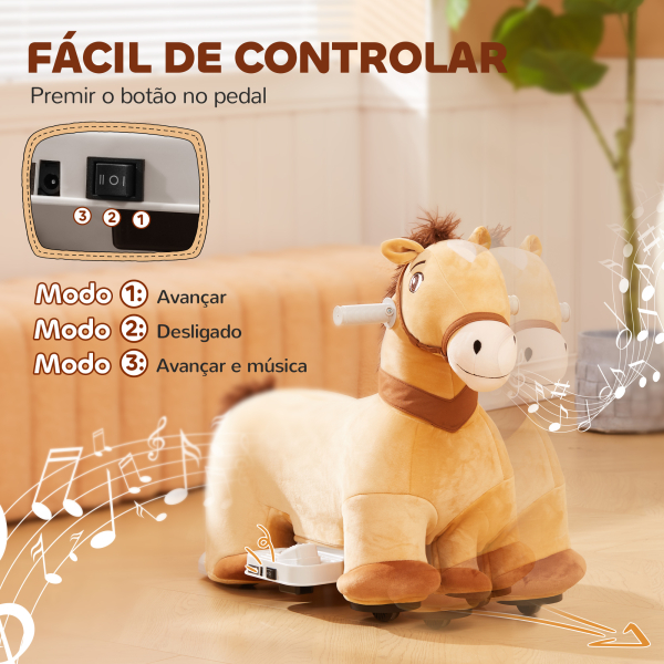 AIYAPLAY Cavalo Elétrico para Crianças de 18 a 36 Meses Cavalo de Brincar Elétrico com Bateria 6V e Música 69x34x53 cm Marrom - Image 6