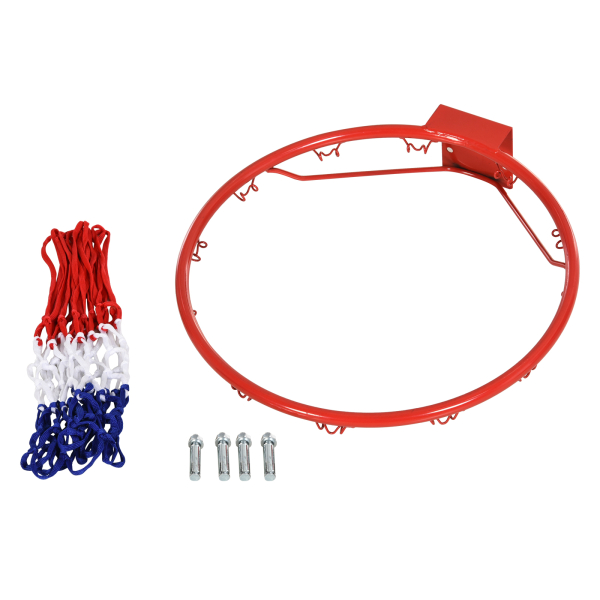 HOMCOM Cesta de Basquetebol de Parede Ø46 cm Aro de Basquetebol com Rede Estrutura Metálica 12 Ganchos para Interior e Exterior Vermelho - Image 7