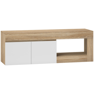 HOMCOM Móvel de TV com 2 Portas Prateleira Aberta Móvel de TV Televisóres de 60 Polegadas 140x40x48 cm Branco e Madeira