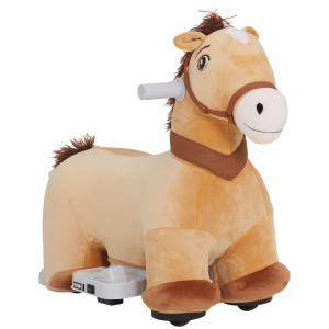 AIYAPLAY Cavalo Elétrico para Crianças de 18 a 36 Meses Cavalo de Brincar Elétrico com Bateria 6V e Música 69x34x53 cm Marrom