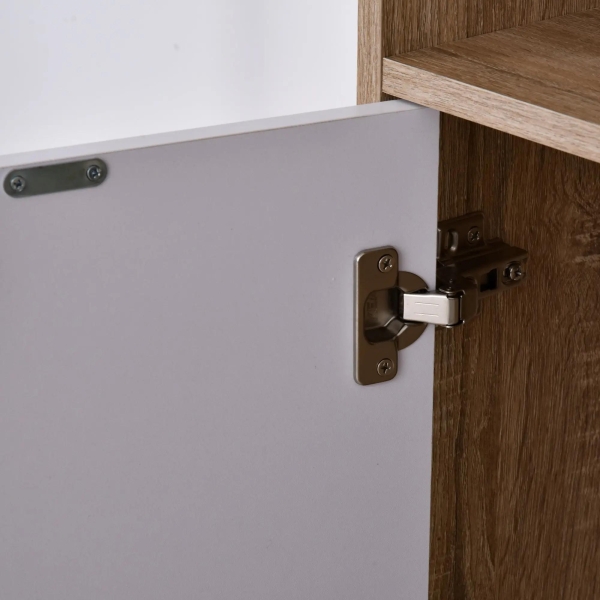 HOMCOM Móvel Aparador Alto Armário Auxiliar de Sala de Estar com 5 Compartimentos e 1 Porta Multiuso para Sala de Jantar Cozinha Dormitório 60x30x121cm Carvalho e Branco - Image 7