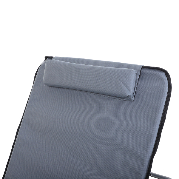 Outsunny Conjunto de 2 esteiras de praia com encosto reclinável em 5 níveis, bolsa de transporte e apoio de cabeça 48x134x33-43 cm cinza - Image 9