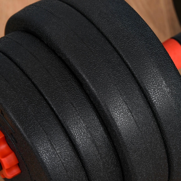 HOMCOM Conjunto de halteres 2 em 1 25 kg com barra ajustável Treinamento de força e levantamento de peso para ginasio preto - Image 6