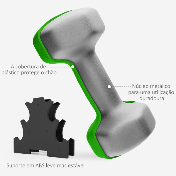 SPORTNOW Conjunto de Halteres Hexagonais 2x1 kg 2x2 kg 2x3 kg com Suporte de Armazenamento para Treino em Casa Multicolor - Image 6