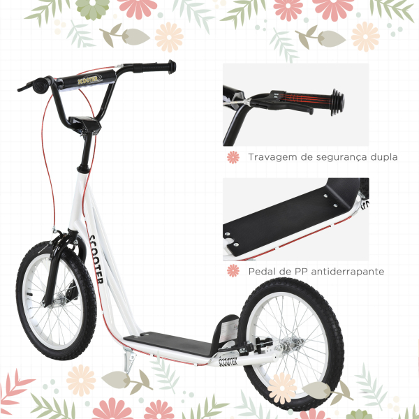 HOMCOM trotinete para crianças acima de 5 anos de altura ajustável com pneus Freio Branco - Image 7