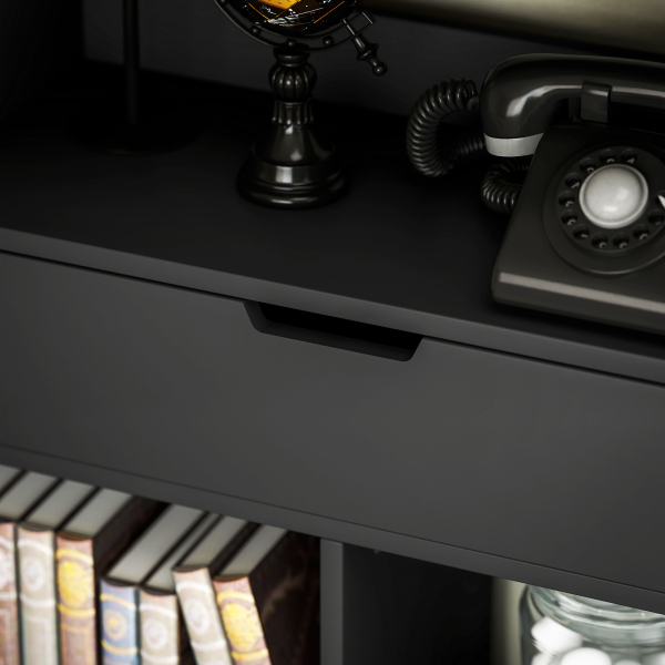 HOMCOM Estante de Madeira Estante para Livros com 1 Gaveta e 9 Compartimentos de Armazenamento 60x26x158 cm Preto - Image 8