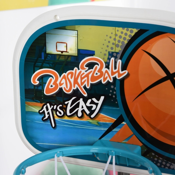 HOMCOM Tabela de basquetebol para crianças acima de 6 anos com suporte de altura ajustável e base recarregável incluídos 32x65x126-158 cm - Image 9