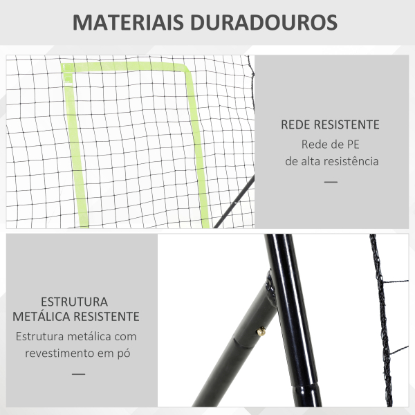 HOMCOM Rede de Beisebol Rede para Prática de Beisebol e Softbol com Estrutura Metálica e Ganchos 123x90x174 cm Preto - Image 5