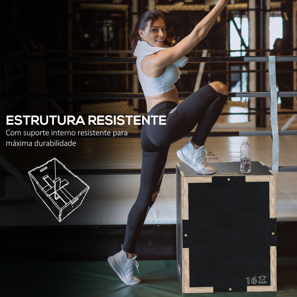 SPORTNOW Caixa Pliométrica com 3 Alturas Diferentes para Treino de Força em Casa Ginásio CrossFit Carga 120 kg 40,5x35,5x30,5 cm Preto - Image 6