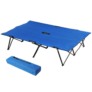 Outsunny Cama Dobrável de Campismo com 2 Lugares Cama Dupla Portátil com Bolsa de Transporte Carga 136 kg 193x125x40cm Azul