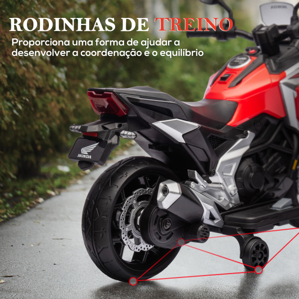 AIYAPLAY Moto Elétrica para Crianças de 3-6 Anos com Licença Honda com USB MP3 Luz LED e Velocidade 3 km/h Carga 30 kg Vermelho - Image 6