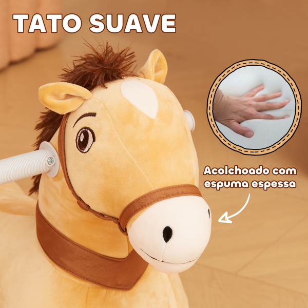 AIYAPLAY Cavalo Elétrico para Crianças de 18 a 36 Meses Cavalo de Brincar Elétrico com Bateria 6V e Música 69x34x53 cm Marrom - Image 5