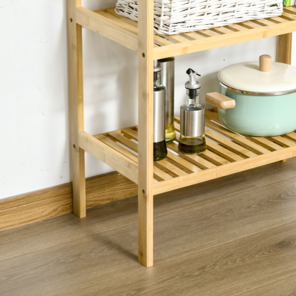HOMCOM Estante de Bambu de 3 Níveis Móvel Organizador Multifuncional para Casa de Banho Cozinha Sala de Estar 62x33x80cm Natural - Image 8