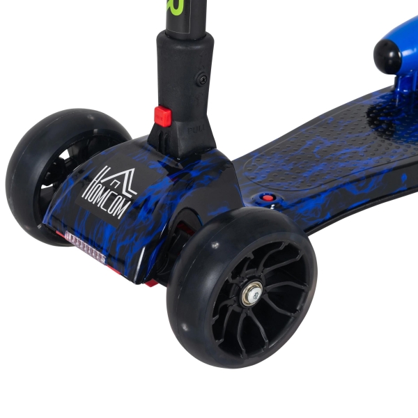 HOMCOM Trotinete dobrável para crianças acima de 3 anos altura ajustável em 4 níveis  luzes musica e Nevoeiro de água  61x26x63-81 cm Azul - Image 8