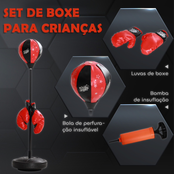 AIYAPLAY Punching Ball para Crianças Kit de Boxe para Crianças com Luvas de Boxe Altura Ajustável 68-102 cm e Base Preenchível Vermelho - Image 5
