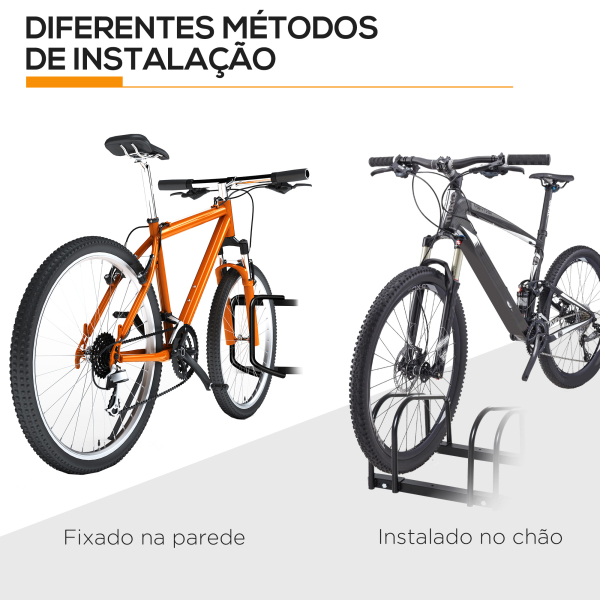 HOMCOM Estacionamento para 6 Bicicletas Suporte de Aço para Estacionar Bicicletas no Chão para Interior e Exterior 179x33x27 cm Preto - Image 9