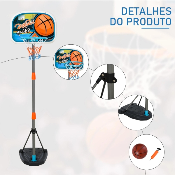 HOMCOM Tabela de basquetebol para crianças acima de 6 anos com suporte de altura ajustável e base recarregável incluídos 32x65x126-158 cm - Image 8