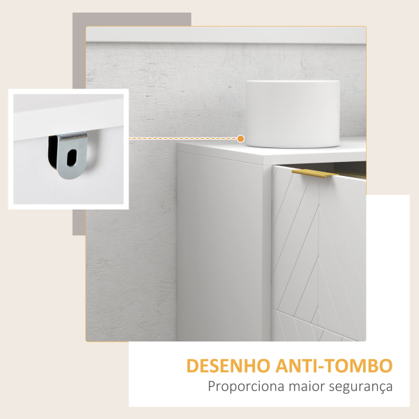 HOMCOM Aparador Auxiliar Armário de Armazenamento com 3 Gavetas e 2 Armários com Prateleira Ajustável 120x40x76 cm Branco - Image 6