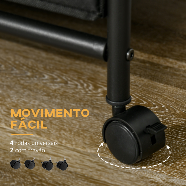 HOMCOM Cabideiro para Roupa com Rodas 6 Gavetas de Tecido Barra para Pendurar para Corredor Quarto 63,5x40x172,5 cm Castanho Rústico - Image 6